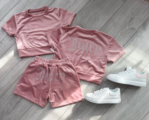 Pink Juicy Studded Shorts Set