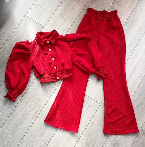 Teenage/Ladies Red Gigi Pants Set