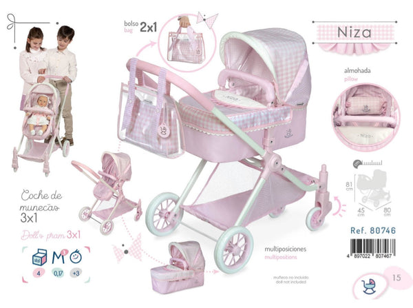 80746 'Niza' Convertible 3x1 Doll's Pram & Pushchair (approx 10 Years & Under)