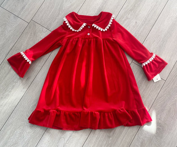 Red Velvet Frill Nightdress