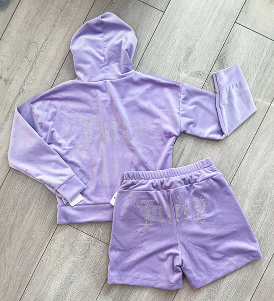 Lilac Juicy Studded Jacket & Shorts Set