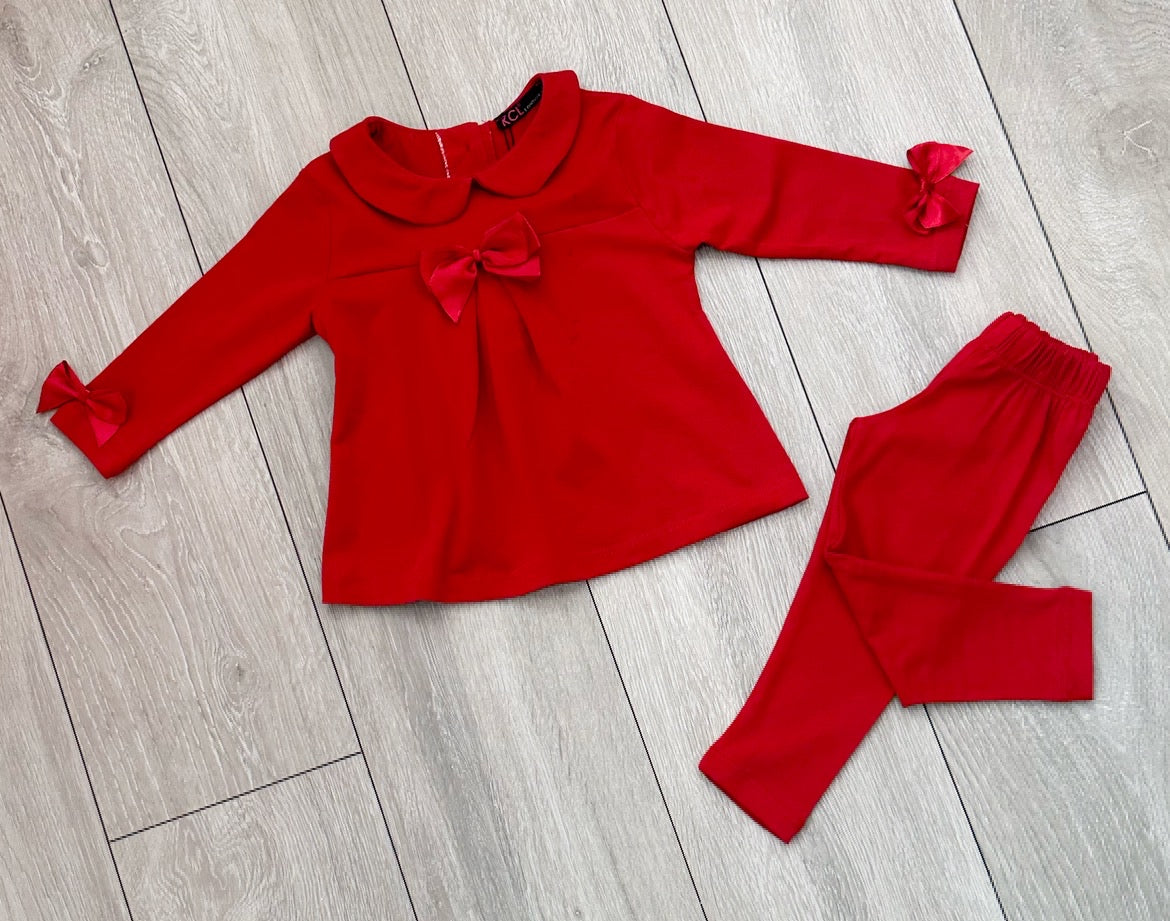 Red Florence Bow Leggings Set