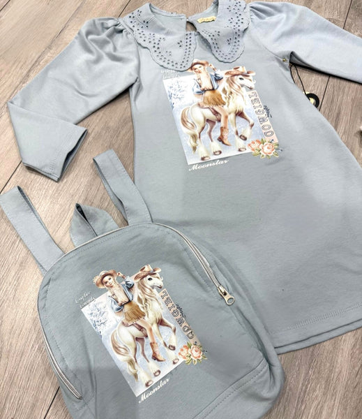 Blue Ainara Dress with Bag