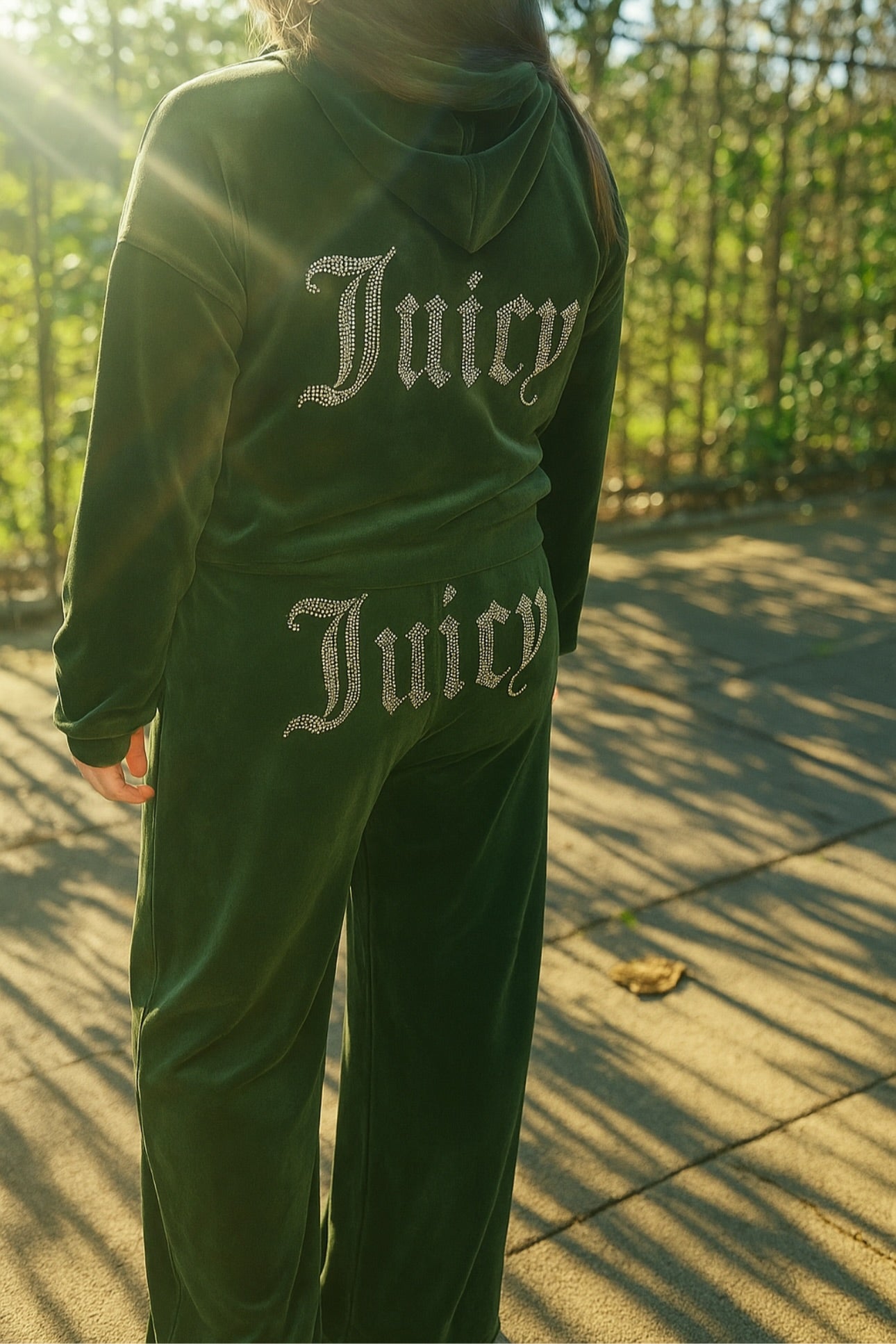 Khaki Juicy Studded Flared Leg Tracksuit