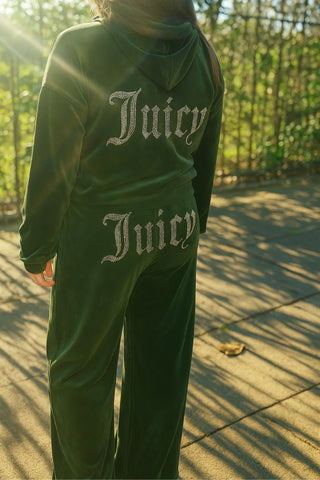 Khaki Juicy Studded Flared Leg Tracksuit