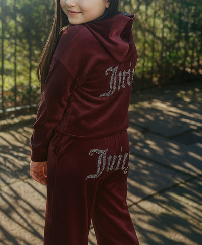Burgundy Juicy Studded Flared Leg Tracksuit