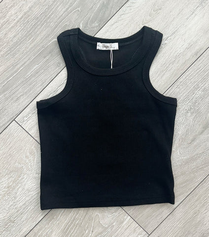 Black Ribbed Vest Top
