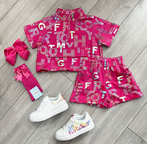 Pink Daleyza Shorts Set