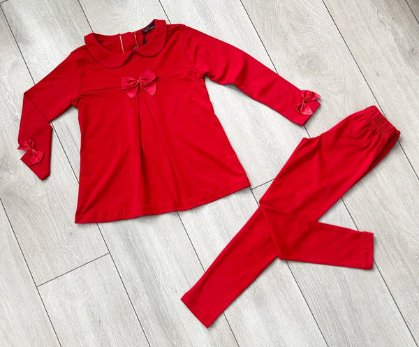 Red Florence Bow Leggings Set