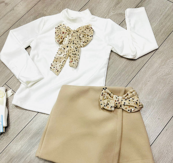 Beige CECILY Skort Set