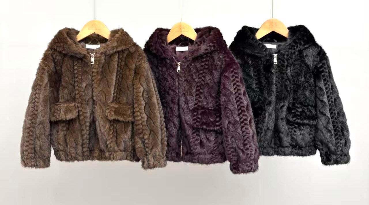 Burgundy Vashti Faux Fur Hooded Jacket