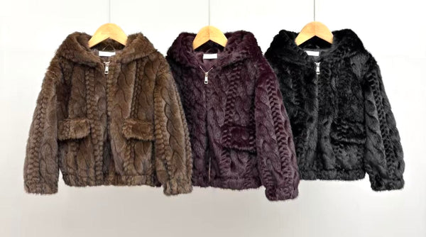 Black Vashti Faux Fur Hooded Jacket