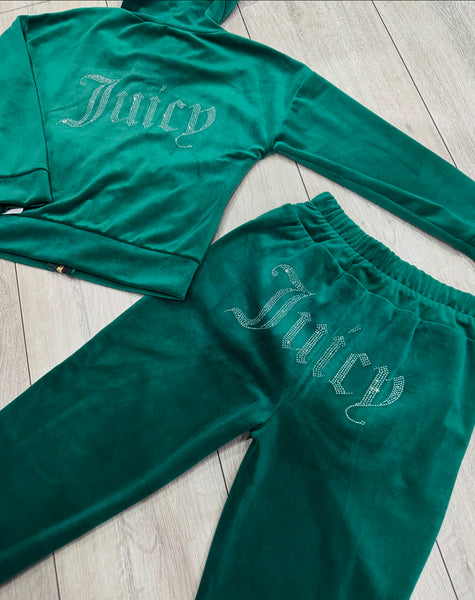 Dark Green Juicy Studded Tracksuit