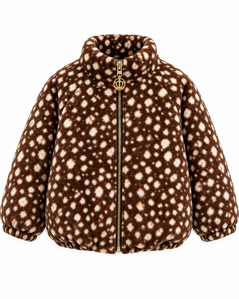 ROMY Brown Fawn Printed Fleece Jacket