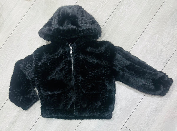 Black Vashti Faux Fur Hooded Jacket