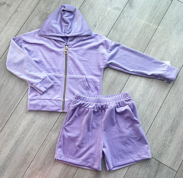 Lilac Juicy Studded Jacket & Shorts Set