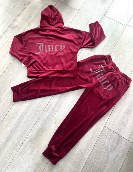 Burgundy Juicy Studded Tracksuit