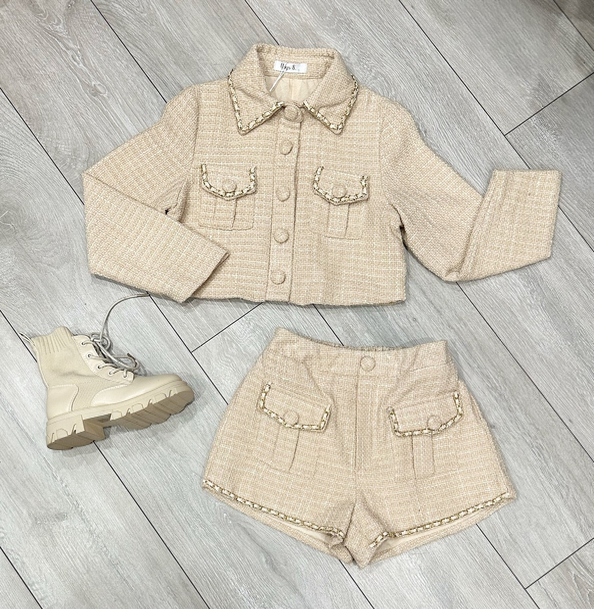 Beige Elise Shorts Set