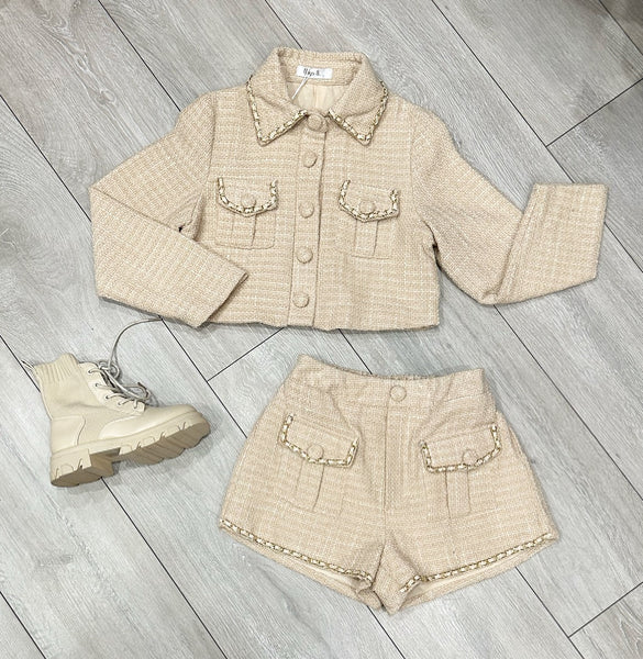 Beige Elise Shorts Set