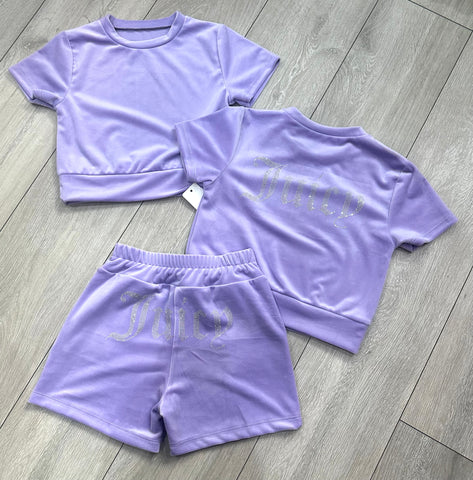 Lilac Juicy Studded Shorts Set