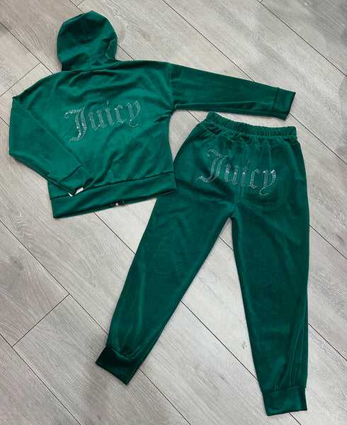 Dark Green Juicy Studded Tracksuit