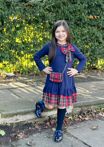 Navy Haleigh Dress with Bag