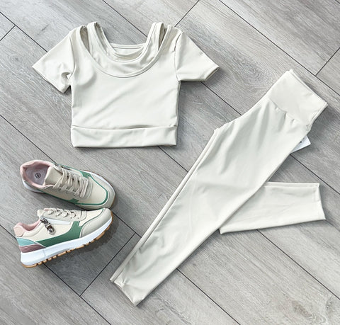 Beige Safira Gym Pants Set