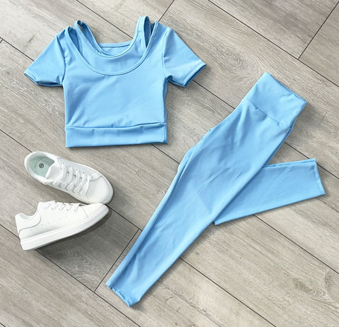 Blue Safira Gym Pants Set