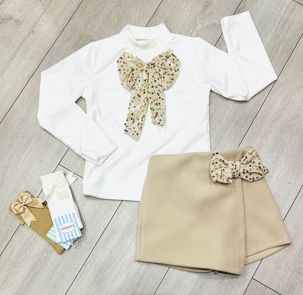 Beige CECILY Skort Set