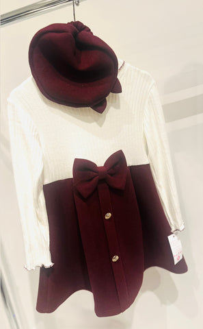 Burgundy Delilah Dress & Beret