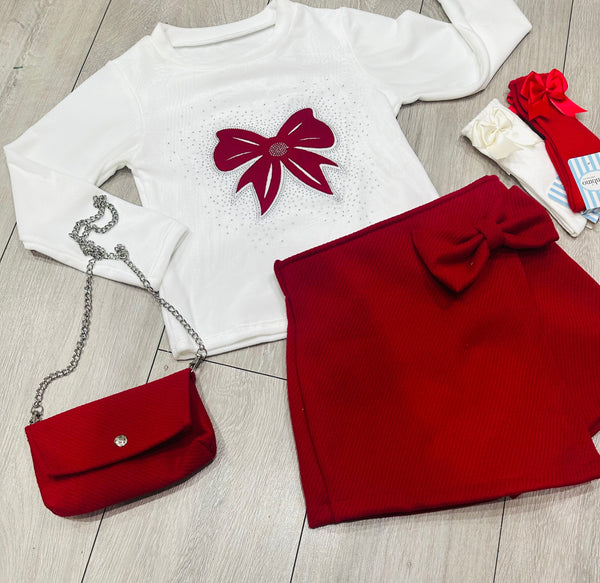 Red Olexa 3 Piece Skort Set