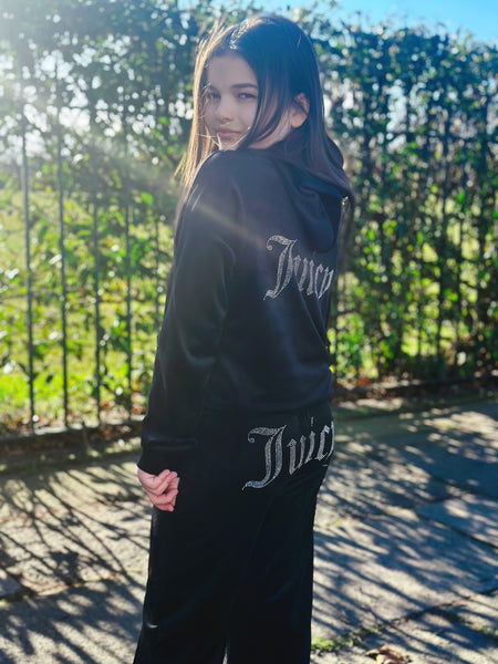 Black Juicy Studded Flared Leg Tracksuit