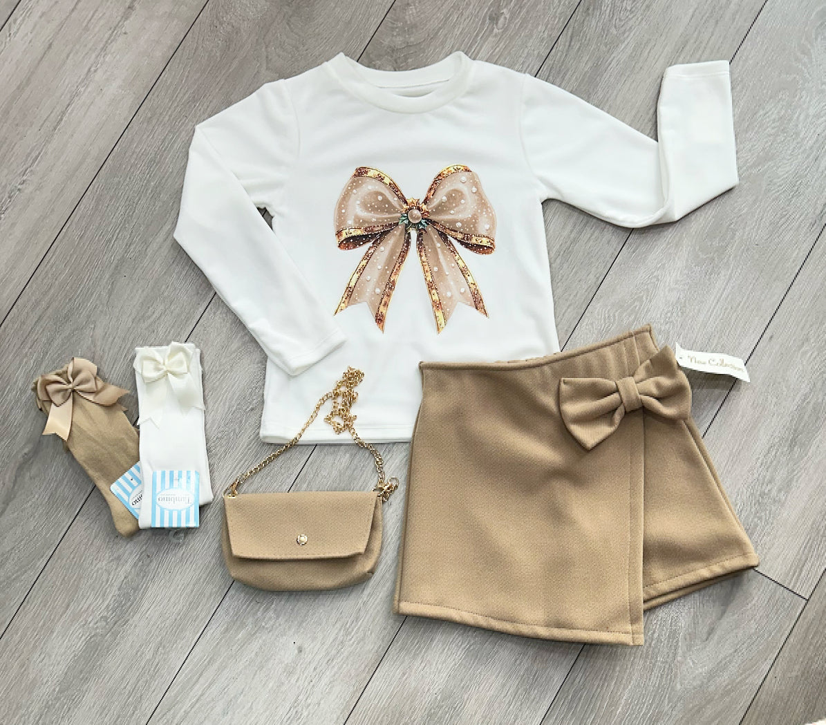 Beige Sofia 3 Piece Skort Set