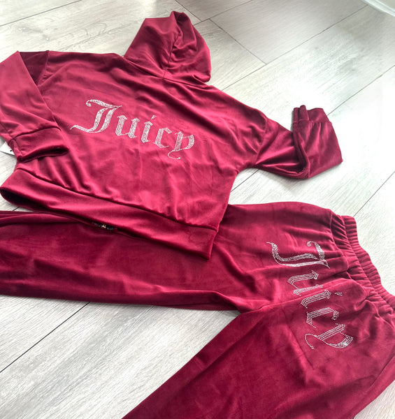 Burgundy Juicy Studded Tracksuit
