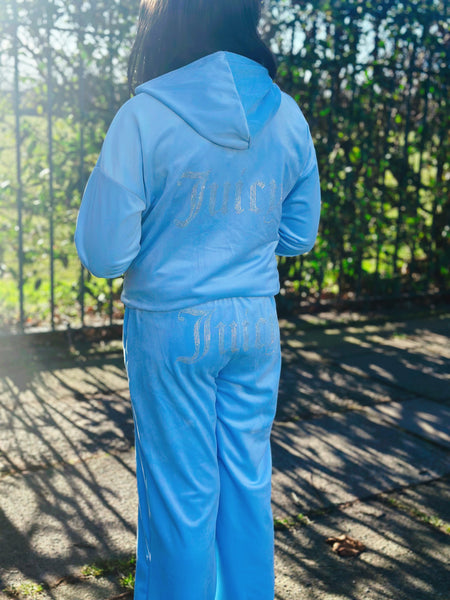 Blue Juicy Studded Flared Leg Tracksuit