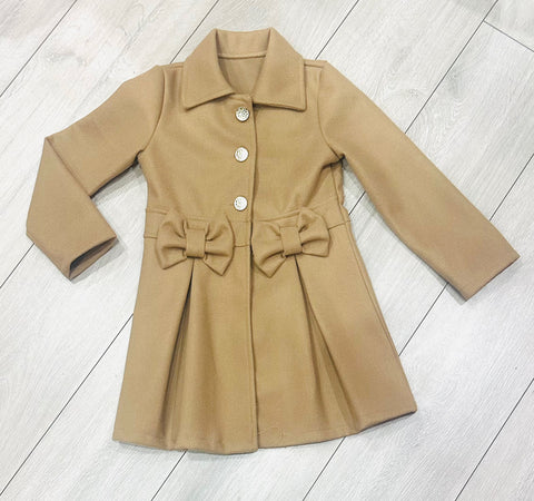 Beige Brianna Bow Coat