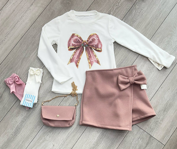 Pink Sofia 3 Piece Skort Set