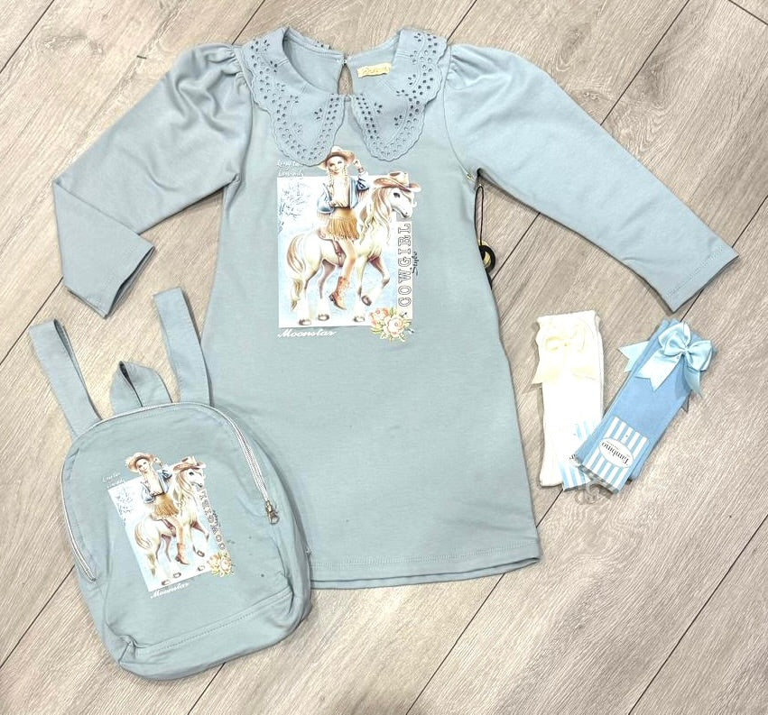 Blue Ainara Dress with Bag