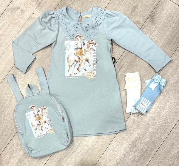 Blue Ainara Dress with Bag