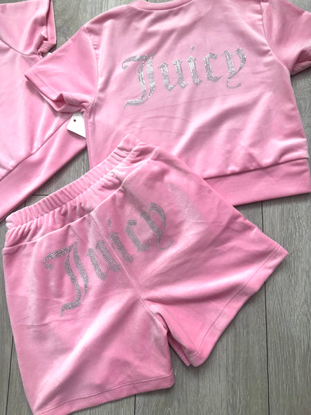 Pink Juicy Studded Shorts Set