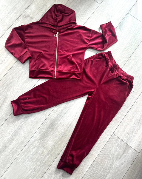 Burgundy Juicy Studded Tracksuit
