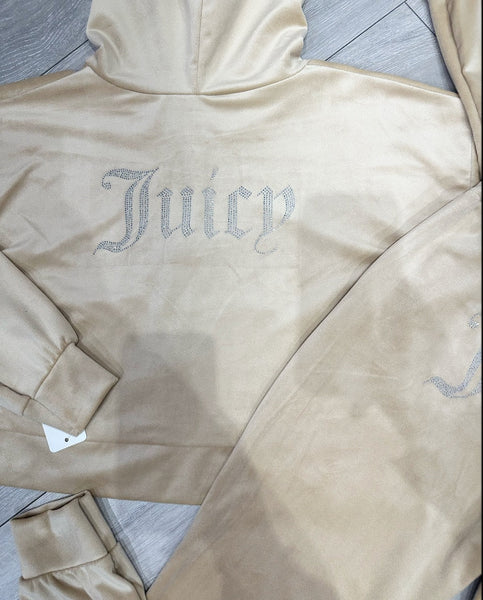 Teenage/Ladies Beige Juicy Studded Tracksuit