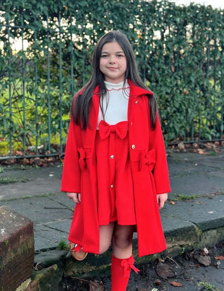 Red Brianna Bow Coat