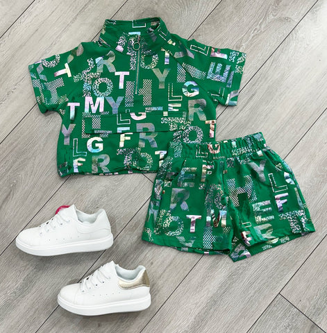 Green Daleyza Shorts Set