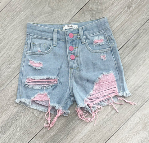 Pink Claude Denim Shorts