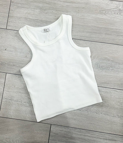 White Ribbed Vest Top