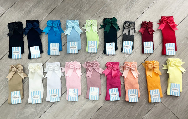 Pink Double Bow Knee Socks