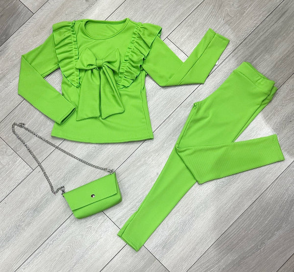 Green Valaya Leggings Set with Bag