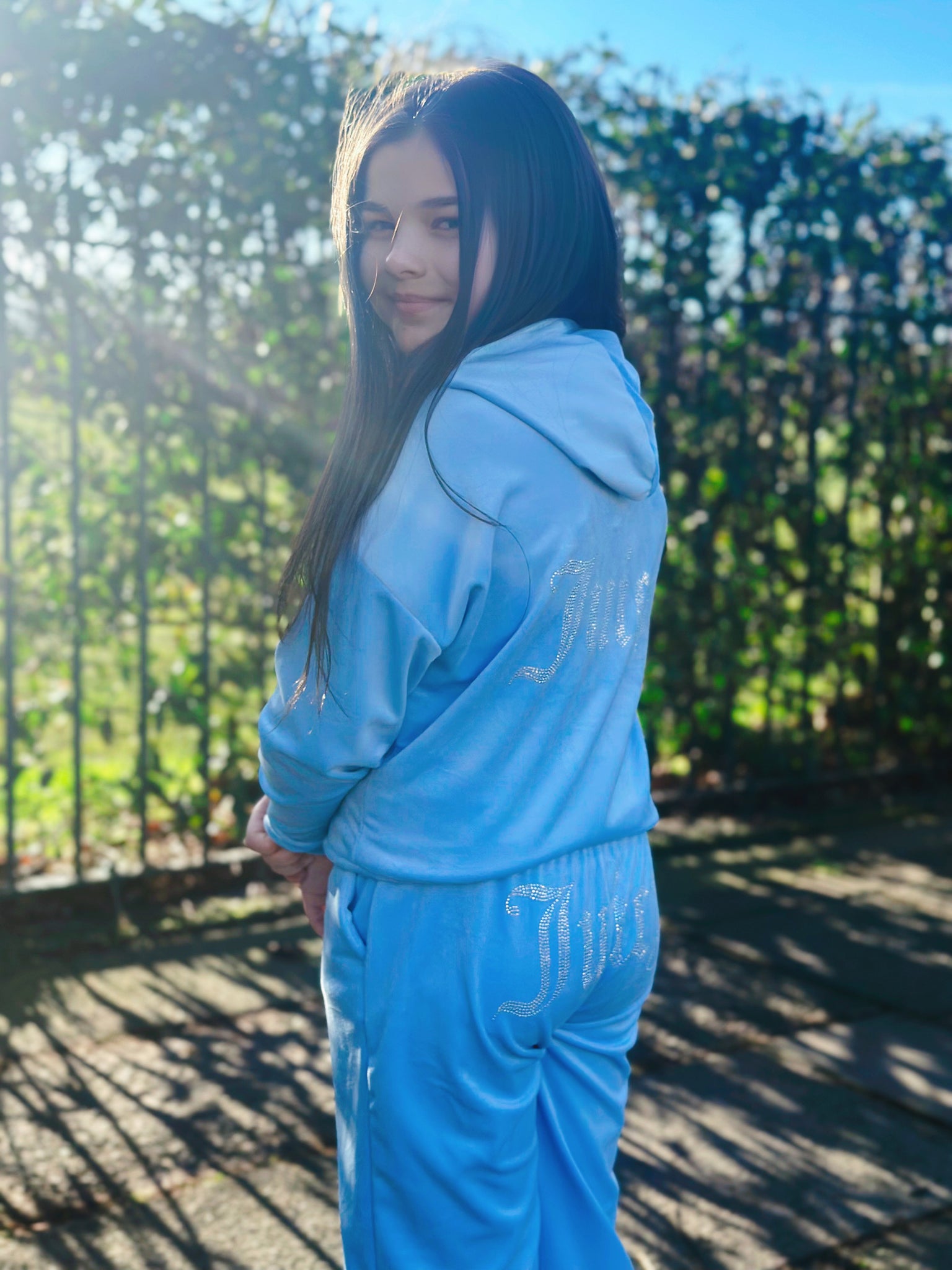 Blue Juicy Studded Flared Leg Tracksuit