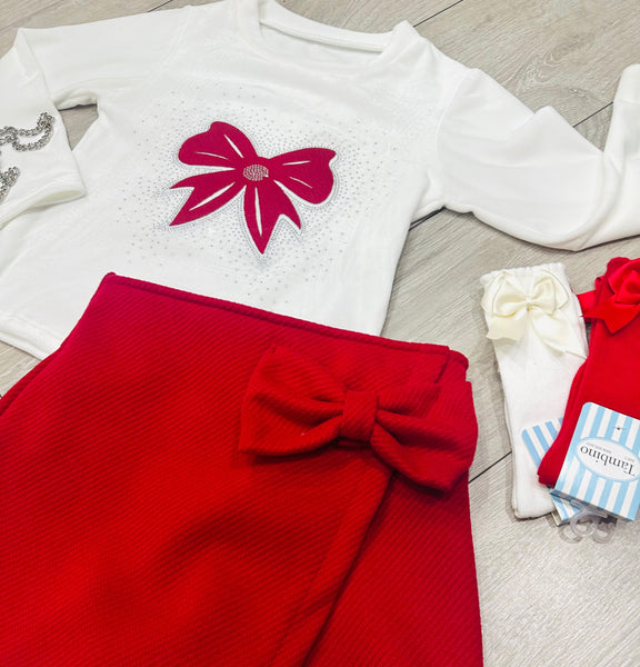 Red Olexa 3 Piece Skort Set